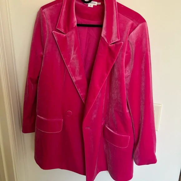 Good American Hot Pink Velvet Blazer - Picture 2 of 3